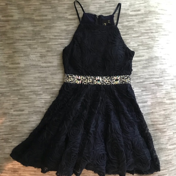 Fit & Flare Halter Homecoming Short Prom Dress - Picture 3 of 8